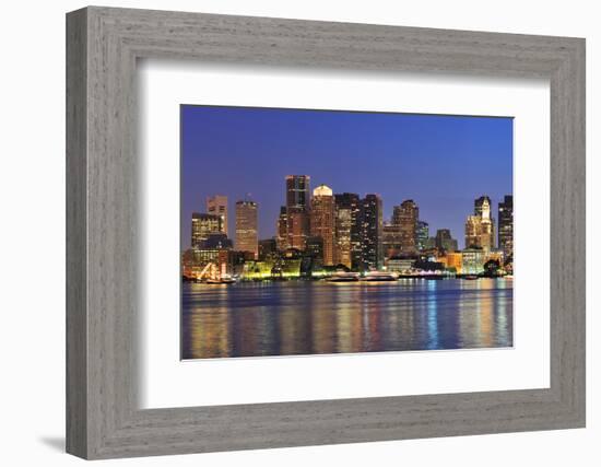 Boston Downtown at Dusk with Urban Buildings Illuminated at Dusk after Sunset.-Songquan Deng-Framed Photographic Print