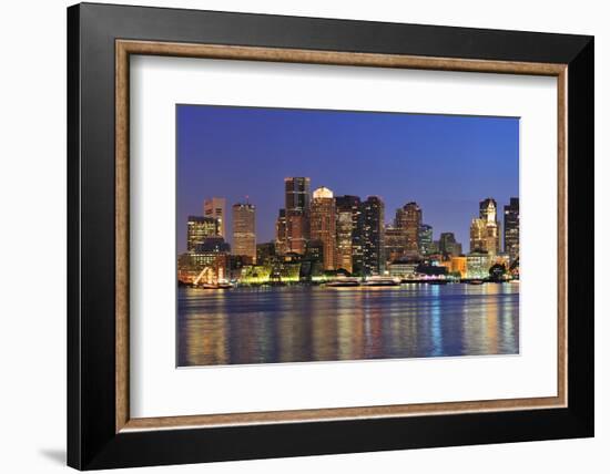 Boston Downtown at Dusk with Urban Buildings Illuminated at Dusk after Sunset.-Songquan Deng-Framed Photographic Print