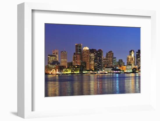 Boston Downtown at Dusk with Urban Buildings Illuminated at Dusk after Sunset.-Songquan Deng-Framed Photographic Print