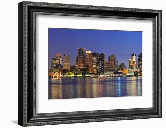 Boston Downtown at Dusk with Urban Buildings Illuminated at Dusk after Sunset.-Songquan Deng-Framed Photographic Print