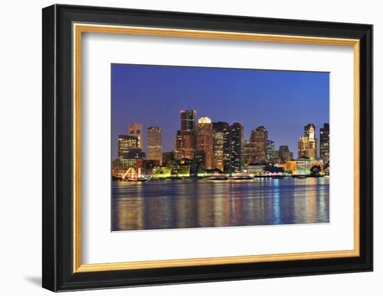 Boston Downtown at Dusk with Urban Buildings Illuminated at Dusk after Sunset.-Songquan Deng-Framed Photographic Print