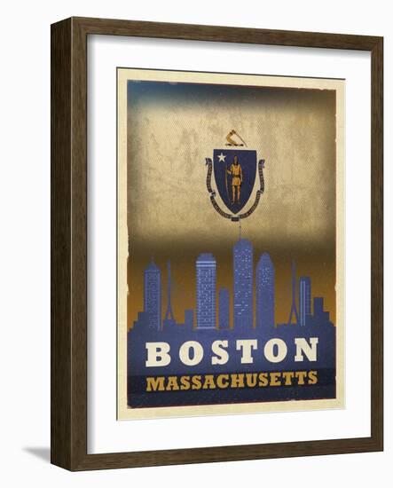 Boston Flag-Red Atlas Designs-Framed Giclee Print