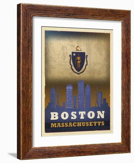 Boston Flag-Red Atlas Designs-Framed Giclee Print