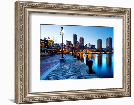 Boston Harbor & Downtown Dusk-null-Framed Premium Giclee Print