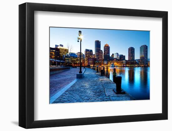 Boston Harbor & Downtown Dusk-null-Framed Premium Giclee Print