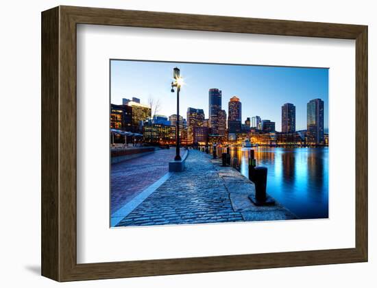 Boston Harbor & Downtown Dusk-null-Framed Premium Giclee Print