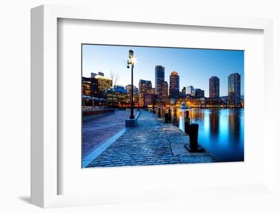 Boston Harbor & Downtown Dusk-null-Framed Premium Giclee Print