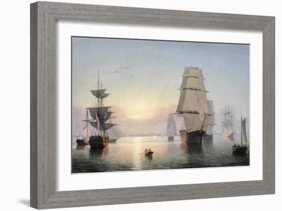 Boston Harbor, Sunset, 1850-55-Fitz Henry Lane-Framed Giclee Print