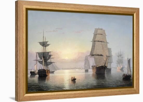 Boston Harbor, Sunset, 1850-55-Fitz Henry Lane-Framed Premier Image Canvas