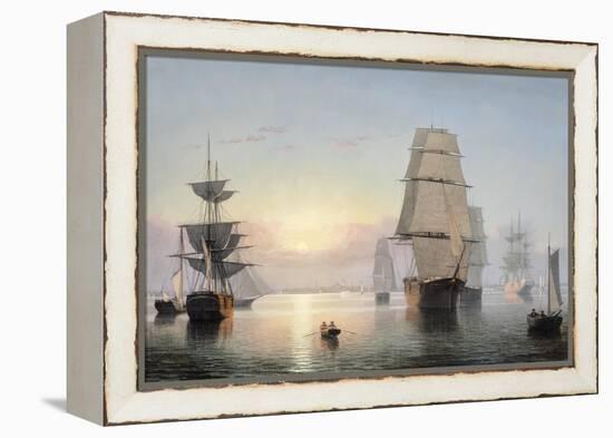 Boston Harbor, Sunset, 1850-55-Fitz Henry Lane-Framed Premier Image Canvas