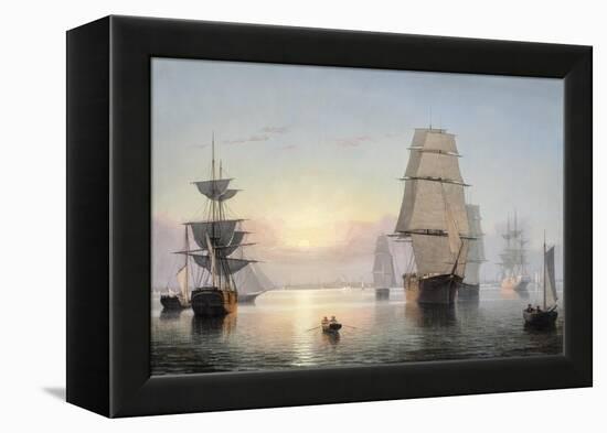 Boston Harbor, Sunset, 1850-55-Fitz Henry Lane-Framed Premier Image Canvas