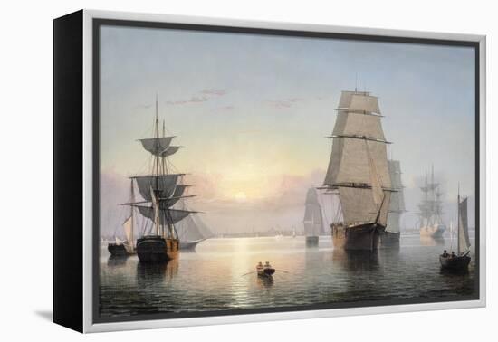 Boston Harbor, Sunset, 1850-55-Fitz Henry Lane-Framed Premier Image Canvas