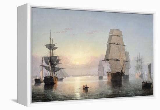 Boston Harbor, Sunset, 1850-55-Fitz Henry Lane-Framed Premier Image Canvas