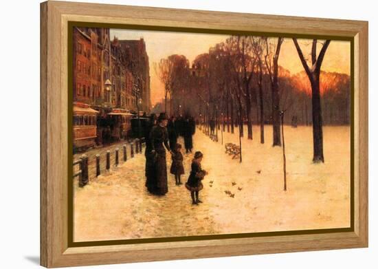 Boston in Everyday Twilight-Childe Hassam-Framed Stretched Canvas