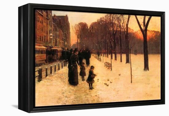 Boston in Everyday Twilight-Childe Hassam-Framed Stretched Canvas