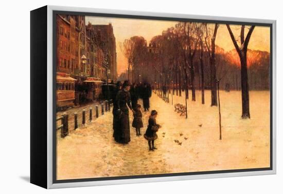 Boston in Everyday Twilight-Childe Hassam-Framed Stretched Canvas