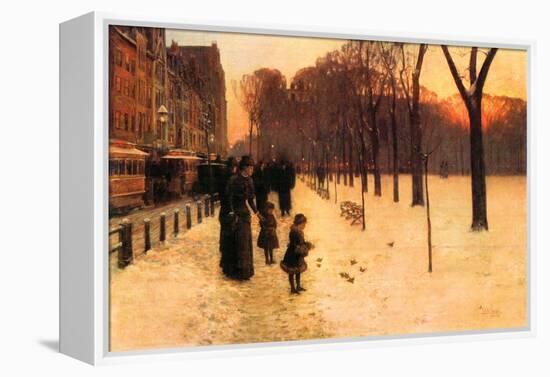 Boston in Everyday Twilight-Childe Hassam-Framed Stretched Canvas