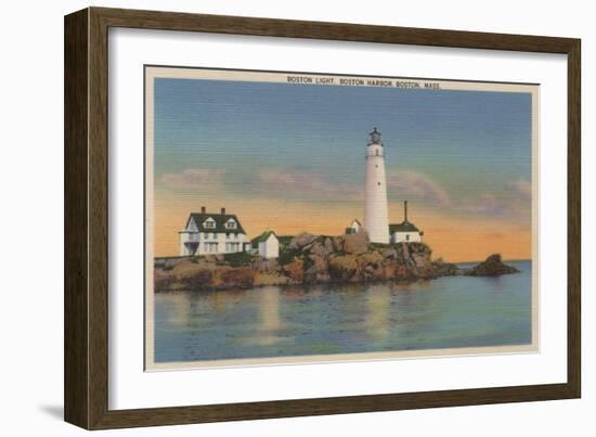 Boston, MA - Boston Lighthouse at Boston Harbor No.2-Lantern Press-Framed Art Print