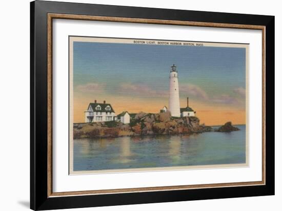 Boston, MA - Boston Lighthouse at Boston Harbor No.2-Lantern Press-Framed Art Print