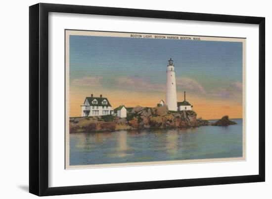 Boston, MA - Boston Lighthouse at Boston Harbor No.2-Lantern Press-Framed Art Print