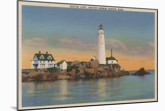 Boston, MA - Boston Lighthouse at Boston Harbor No.2-Lantern Press-Mounted Art Print