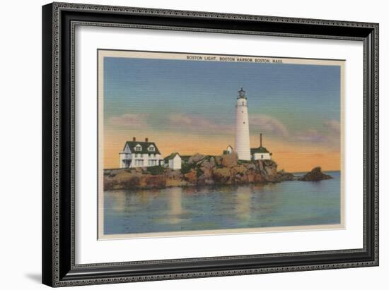 Boston, MA - Boston Lighthouse at Boston Harbor No.2-Lantern Press-Framed Art Print