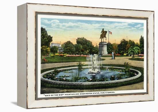 Boston, MA - Maid of the Mist Fountain, Washington Statue, Public Garden View-Lantern Press-Framed Stretched Canvas