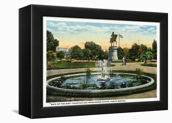 Boston, MA - Maid of the Mist Fountain, Washington Statue, Public Garden View-Lantern Press-Framed Stretched Canvas