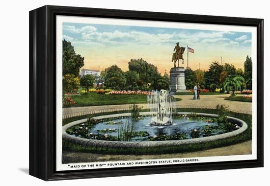 Boston, MA - Maid of the Mist Fountain, Washington Statue, Public Garden View-Lantern Press-Framed Stretched Canvas