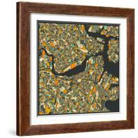 Boston Map-Jazzberry Blue-Framed Art Print