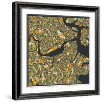 Boston Map-Jazzberry Blue-Framed Art Print