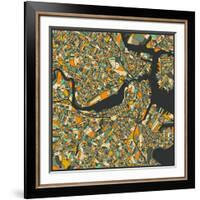 Boston Map-Jazzberry Blue-Framed Art Print