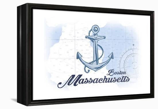 Boston, Massachusetts - Anchor - Blue - Coastal Icon-Lantern Press-Framed Stretched Canvas
