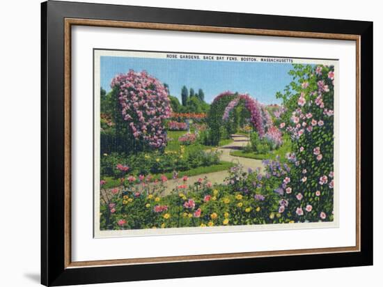 Boston, Massachusetts - Back Bay Fens and Rose Gardens View, c.1939-Lantern Press-Framed Art Print