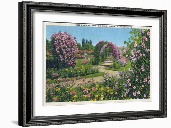 Boston, Massachusetts - Back Bay Fens and Rose Gardens View, c.1939-Lantern Press-Framed Art Print