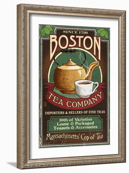 Boston, Massachusetts - Boston Tea-Lantern Press-Framed Art Print