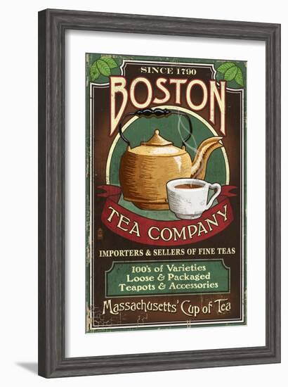 Boston, Massachusetts - Boston Tea-Lantern Press-Framed Art Print