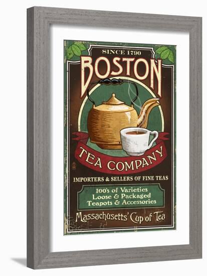 Boston, Massachusetts - Boston Tea-Lantern Press-Framed Art Print