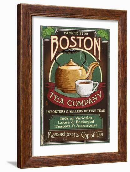 Boston, Massachusetts - Boston Tea-Lantern Press-Framed Art Print