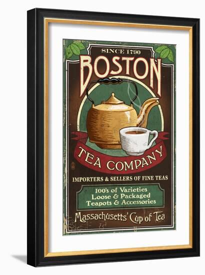 Boston, Massachusetts - Boston Tea-Lantern Press-Framed Art Print