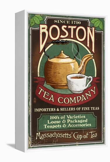 Boston, Massachusetts - Boston Tea-Lantern Press-Framed Stretched Canvas