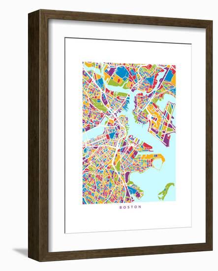 Boston Massachusetts City Street Map-Michael Tompsett-Framed Art Print