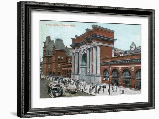 Boston, Massachusetts - Crowds Outside North Station-Lantern Press-Framed Art Print