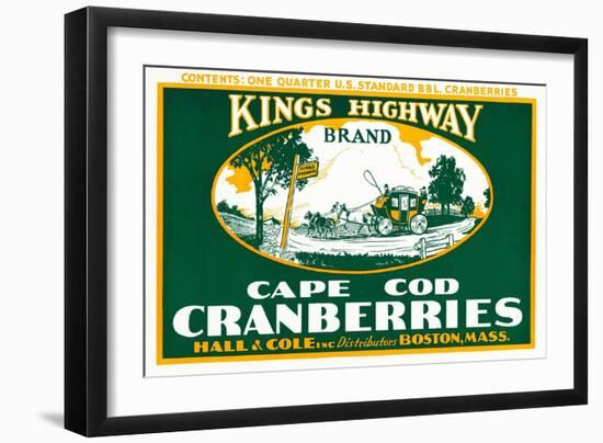 Boston, Massachusetts - Kings Highway Brand Cranberry Label-Lantern Press-Framed Art Print