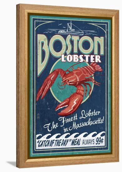 Boston, Massachusetts - Lobster-Lantern Press-Framed Stretched Canvas