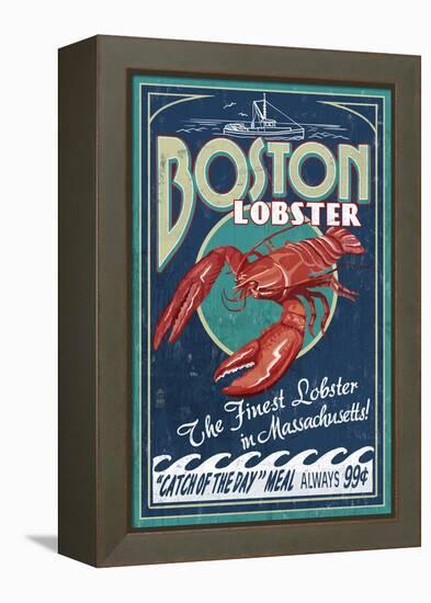 Boston, Massachusetts - Lobster-Lantern Press-Framed Stretched Canvas