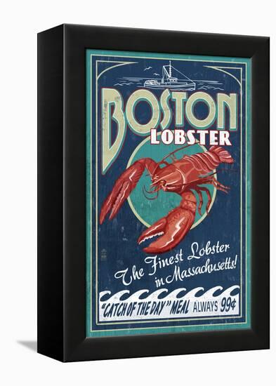 Boston, Massachusetts - Lobster-Lantern Press-Framed Stretched Canvas