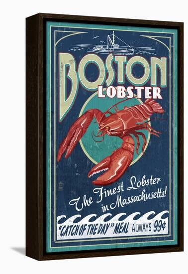 Boston, Massachusetts - Lobster-Lantern Press-Framed Stretched Canvas