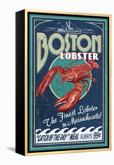 Boston, Massachusetts - Lobster-Lantern Press-Framed Stretched Canvas