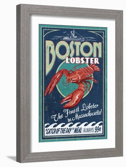 Boston, Massachusetts - Lobster-Lantern Press-Framed Premium Giclee Print